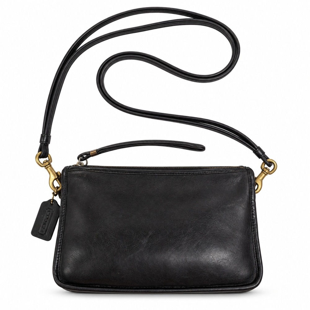 Coach Small Crossbody Bag Black Leather Vintage 90s USA Made Minimalist Boho